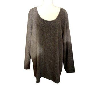 Avenue Grey Long Sleeve Top W/Rhinestone Accents -SIZE:  26/28